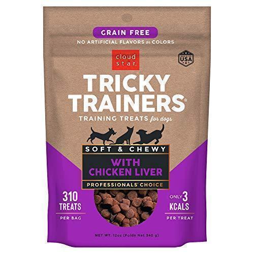 Cloud Star Tricky Trainers Chewy & Grain Free, Low Calorie Dog Training Treats, Baked in the USA, Liver 12 oz.
