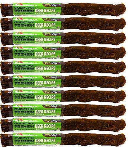 ETTA SAYS! Premium Crunchy Deer Dog Chews â€“ Pack of 10 â€“ Made from USA Sourced Rawhide, Grain-Free, Easy to Digest, Low Odor, Wonâ€™t Stain Carpet